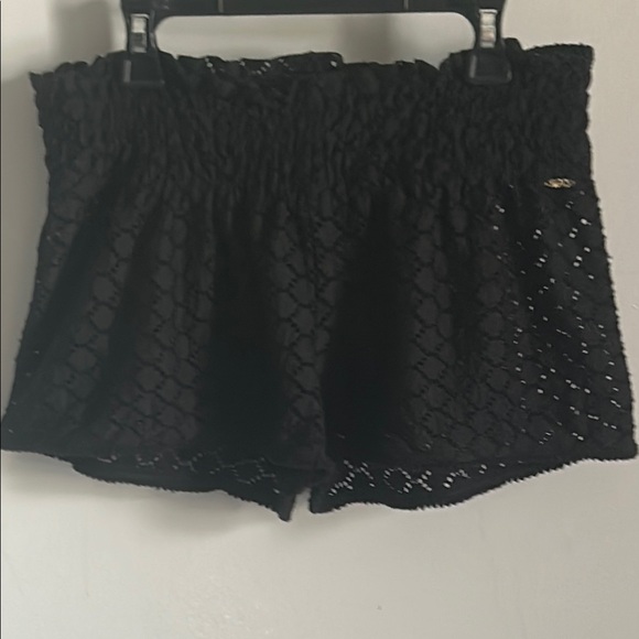 Roxy Black Eyelet Lace Women’s Cover Up Beach Pool Summer Shorts - Picture 1 of 9